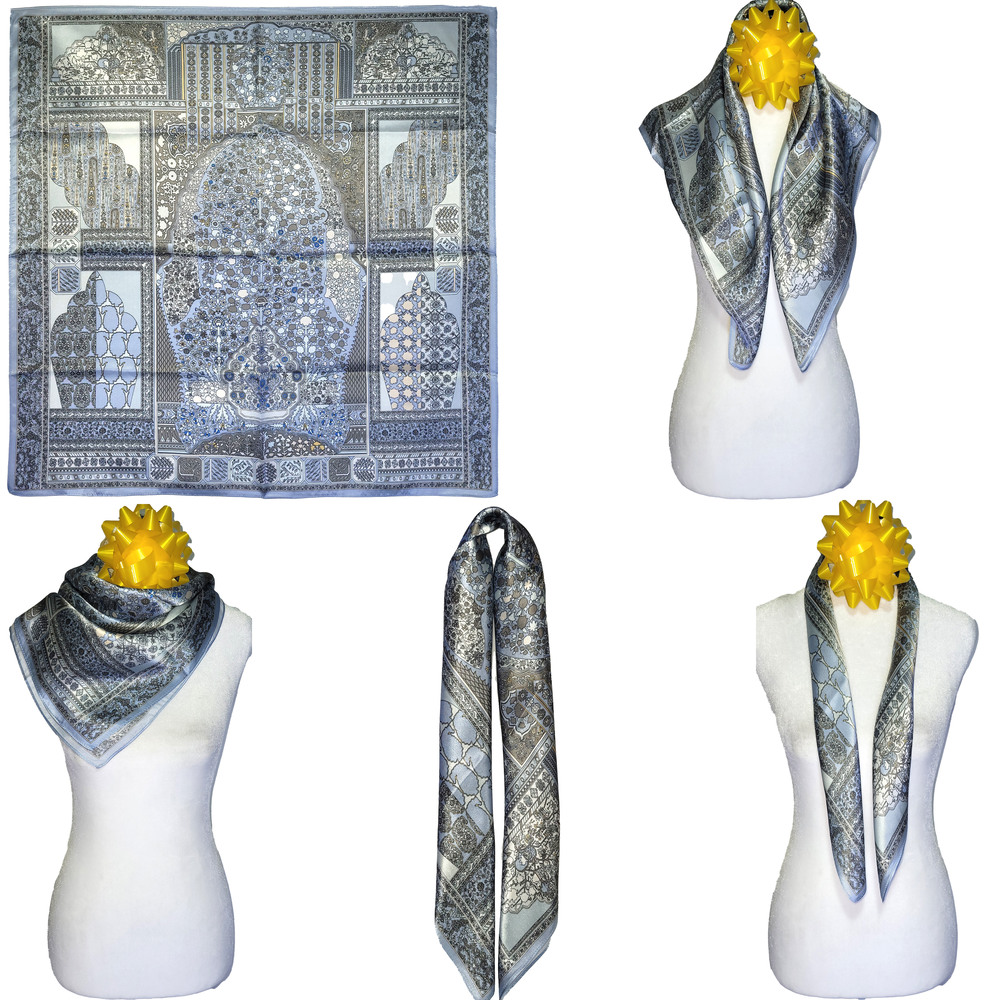 NWT Genuine 100% Mulberry Silk Satin Scarf 25"x25" Medium Square Shawl 57371